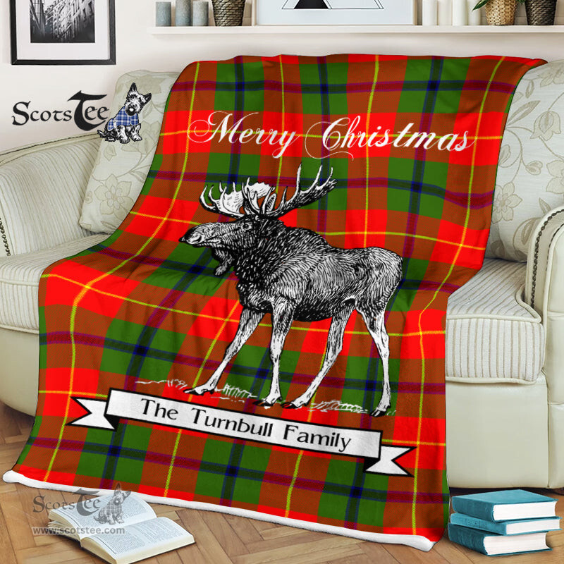 Scotstee Shop - Scotstee Shop Tartan Plaid Fleece Blankets With Moose Clan Turnbull Tartan Plaid Christmas Blanket