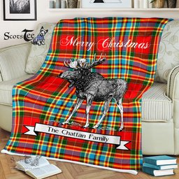 Scotstee Shop - Scotstee Shop Tartan Plaid Fleece Blankets With Moose Clan Chattan Modern Tartan Plaid Christmas Blanket