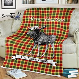 Scotstee Shop - Scotstee Shop Tartan Plaid Fleece Blankets With Moose Clan Gibbs Tartan Plaid Christmas Blanket