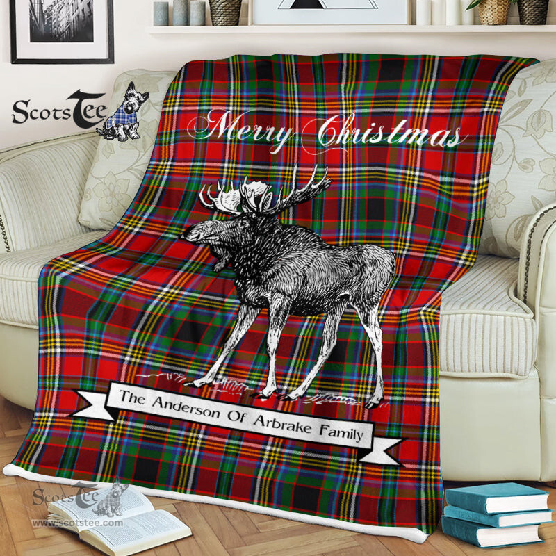 Scotstee Shop - Scotstee Shop Tartan Plaid Fleece Blankets With Moose Clan Anderson Of Arbrake Tartan Plaid Christmas Blanket