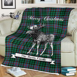 Scotstee Shop - Scotstee Shop Tartan Plaid Fleece Blankets With Moose Clan Byres Tartan Plaid Christmas Blanket