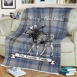 Scotstee Shop - Scotstee Shop Tartan Plaid Fleece Blankets With Moose Clan Tweedie Tartan Plaid Christmas Blanket