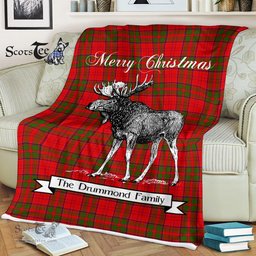 Scotstee Shop - Scotstee Shop Tartan Plaid Fleece Blankets With Moose Clan Drummond Tartan Plaid Christmas Blanket