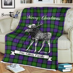 Scotstee Shop - Scotstee Shop Tartan Plaid Fleece Blankets With Moose Clan Gillon Tartan Plaid Christmas Blanket