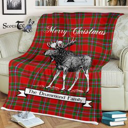 Scotstee Shop - Scotstee Shop Tartan Plaid Fleece Blankets With Moose Clan Drummond Of Perth Tartan Plaid Christmas Blanket
