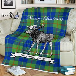 Scotstee Shop - Scotstee Shop Tartan Plaid Fleece Blankets With Moose Clan Barclay Hunting Ancient Tartan Plaid Christmas Blanket