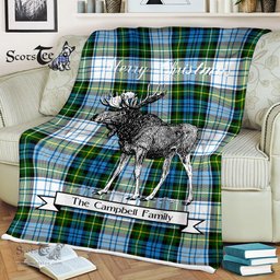 Scotstee Shop - Scotstee Shop Tartan Plaid Fleece Blankets With Moose Clan Campbell Dress Tartan Plaid Christmas Blanket
