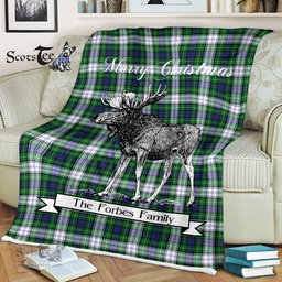 Scotstee Shop - Scotstee Shop Tartan Plaid Fleece Blankets With Moose Clan Forbes Dress Tartan Plaid Christmas Blanket