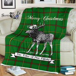Scotstee Shop - Scotstee Shop Tartan Plaid Fleece Blankets With Moose Clan Tribe of Mar Tartan Plaid Christmas Blanket