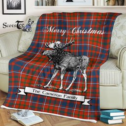 Scotstee Shop - Scotstee Shop Tartan Plaid Fleece Blankets With Moose Clan Cameron Of Lochiel Ancient Tartan Plaid Christmas Blanket
