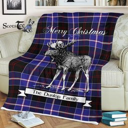 Scotstee Shop - Scotstee Shop Tartan Plaid Fleece Blankets With Moose Clan Dunlop Modern Tartan Plaid Christmas Blanket