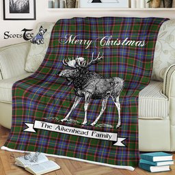 Scotstee Shop - Scotstee Shop Tartan Plaid Fleece Blankets With Moose Clan Aikenhead Tartan Plaid Christmas Blanket