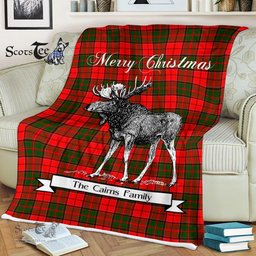 Scotstee Shop - Scotstee Shop Tartan Plaid Fleece Blankets With Moose Clan Cairns Tartan Plaid Christmas Blanket