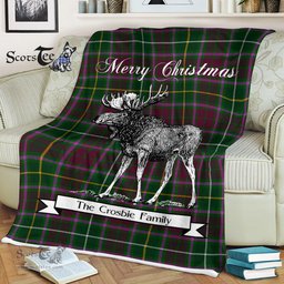 Scotstee Shop - Scotstee Shop Tartan Plaid Fleece Blankets With Moose Clan Crosbie Tartan Plaid Christmas Blanket