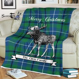 Scotstee Shop - Scotstee Shop Tartan Plaid Fleece Blankets With Moose Clan Glen Ancient Tartan Plaid Christmas Blanket
