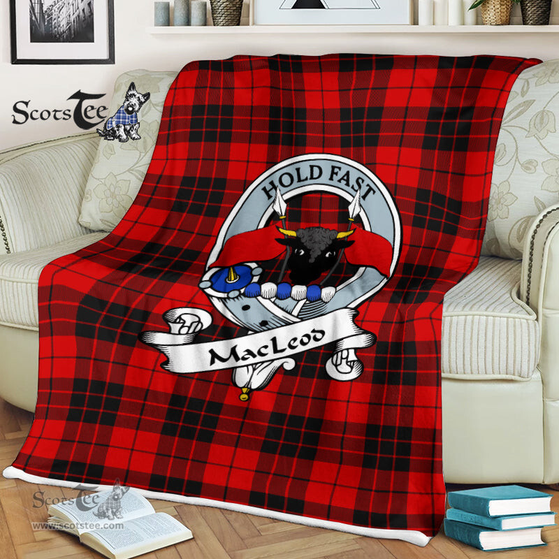 Scotstee Shop - Scotstee Shop Tartan Plaid Fleece Blankets MacLeod Of Raasay Clan Badge Tartan Fleece Blanket Scottish