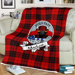 Scotstee Shop - Scotstee Shop Tartan Plaid Fleece Blankets MacLeod Of Raasay Clan Badge Tartan Fleece Blanket Scottish
