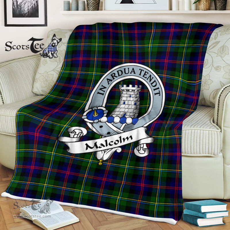 Scotstee Shop - Scotstee Shop Tartan Plaid Fleece Blankets Malcolm Modern Clan Badge Tartan Fleece Blanket Scottish