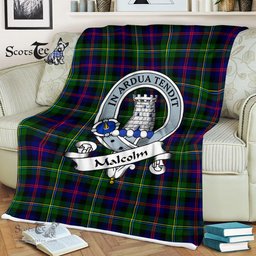 Scotstee Shop - Scotstee Shop Tartan Plaid Fleece Blankets Malcolm Modern Clan Badge Tartan Fleece Blanket Scottish