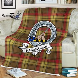Scotstee Shop - Scotstee Shop Tartan Plaid Fleece Blankets MacMillan Old Weathered Clan Badge Tartan Fleece Blanket Scottish