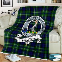 Scotstee Shop - Scotstee Shop Tartan Plaid Fleece Blankets MacNeill Of Colonsay Hunting Clan Badge Tartan Fleece Blanket Scottish