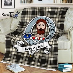 Scotstee Shop - Scotstee Shop Tartan Plaid Fleece Blankets Menzies Ancient Clan Badge Tartan Fleece Blanket Scottish