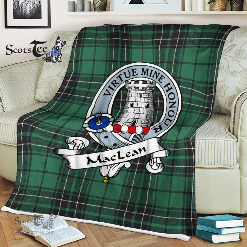 Scotstee Shop - Scotstee Shop Tartan Plaid Fleece Blankets MacLean Hunting Ancient Clan Badge Tartan Fleece Blanket Scottish