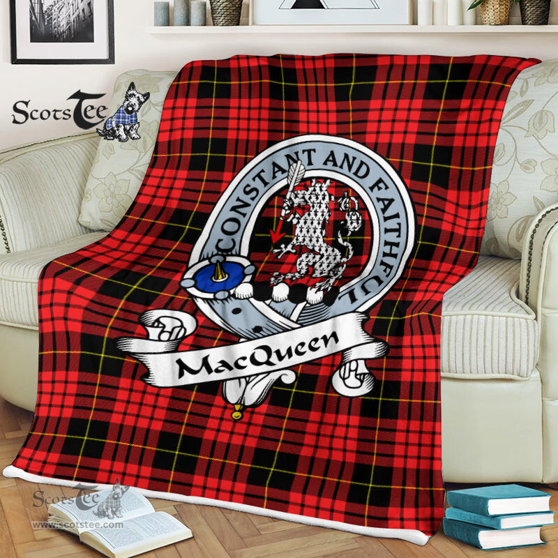 Scotstee Shop - Scotstee Shop Tartan Plaid Fleece Blankets MacQueen Clan Badge Tartan Fleece Blanket Scottish