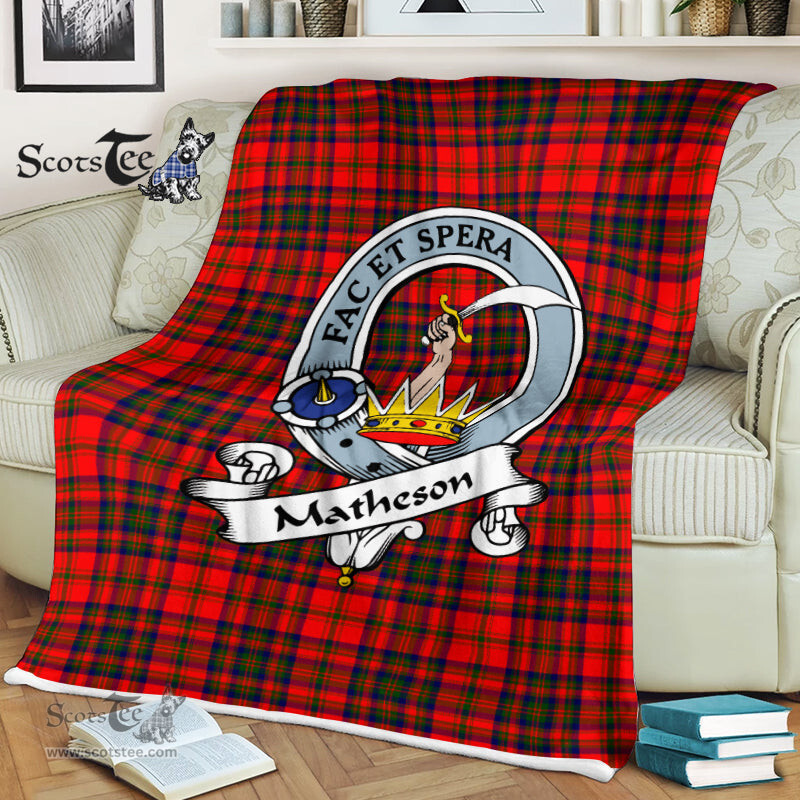Scotstee Shop - Scotstee Shop Tartan Plaid Fleece Blankets Matheson Red Clan Badge Tartan Fleece Blanket Scottish