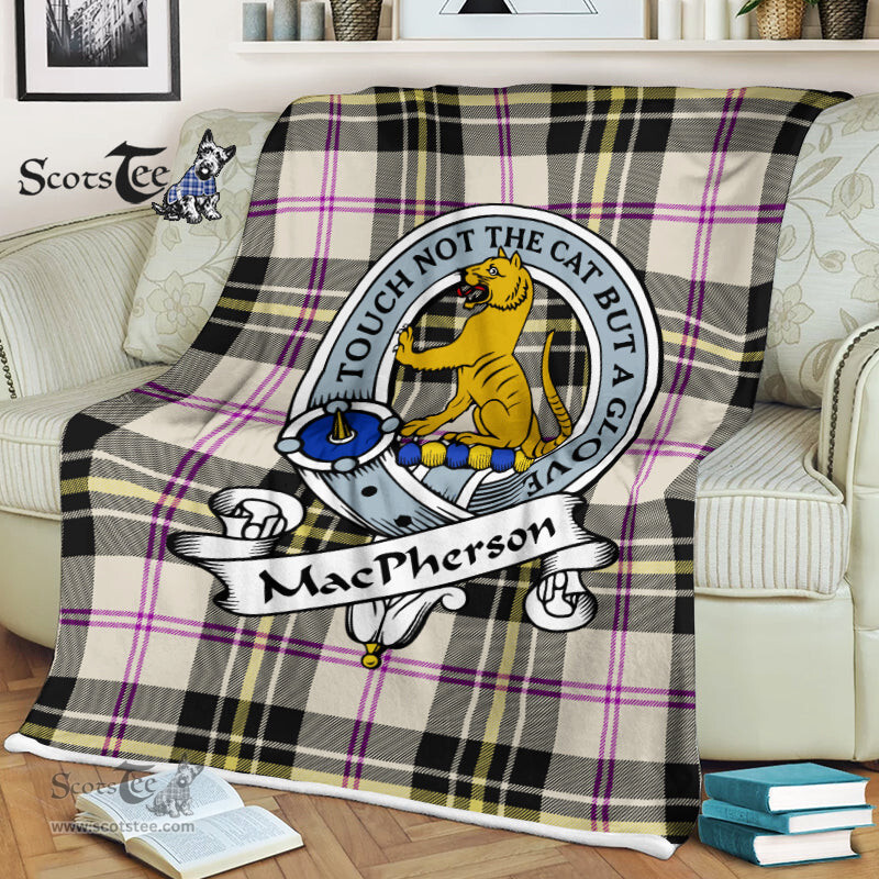 Scotstee Shop - Scotstee Shop Tartan Plaid Blankets MacPherson Dress Ancient Clan Badge Tartan Fleece Blanket Scottish