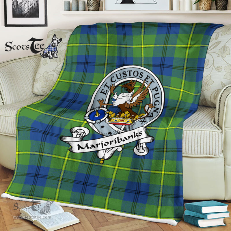Scotstee Shop - Scotstee Shop Tartan Plaid Fleece Blankets Marjoribanks Ancient Clan Badge Tartan Fleece Blanket Scottish