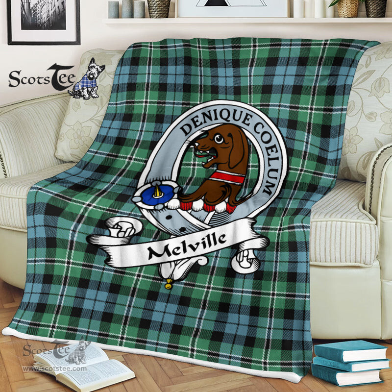 Scotstee Shop - Scotstee Shop Tartan Plaid Fleece Blankets Melville Hunting Clan Badge Tartan Fleece Blanket Scottish