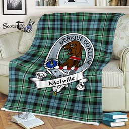 Scotstee Shop - Scotstee Shop Tartan Plaid Fleece Blankets Melville Hunting Clan Badge Tartan Fleece Blanket Scottish