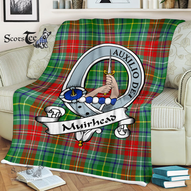 Scotstee Shop - Scotstee Shop Tartan Plaid Fleece Blankets Muirhead Clan Badge Tartan Fleece Blanket Scottish