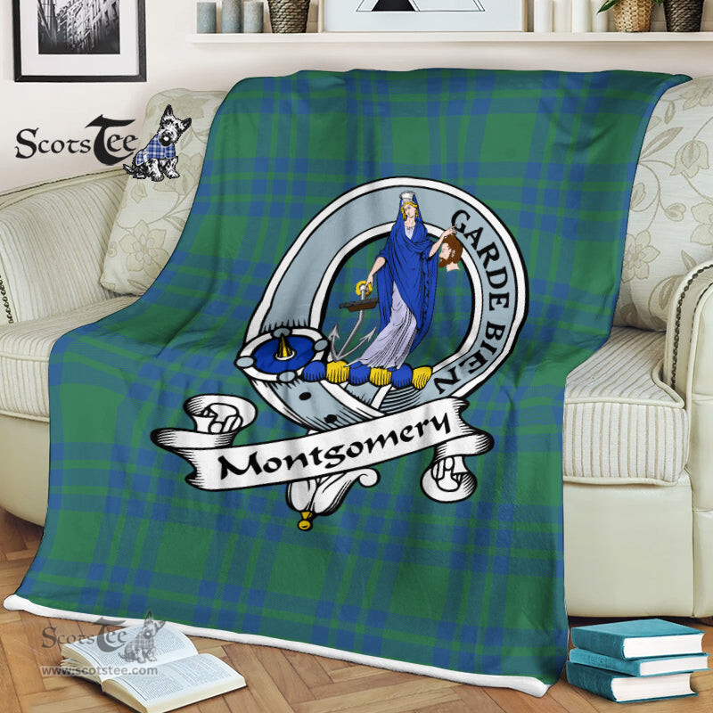 Scotstee Shop - Scotstee Shop Tartan Plaid Fleece Blankets Montgomery Ancient Clan Badge Tartan Fleece Blanket Scottish