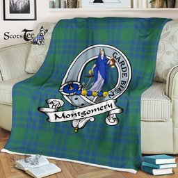Scotstee Shop - Scotstee Shop Tartan Plaid Fleece Blankets Montgomery Ancient Clan Badge Tartan Fleece Blanket Scottish