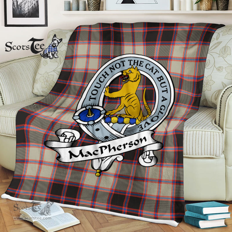 Scotstee Shop - Scotstee Shop Tartan Plaid Blankets MacPherson Hunting Ancient Clan Badge Tartan Fleece Blanket Scottish