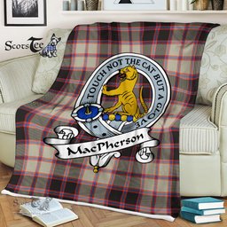 Scotstee Shop - Scotstee Shop Tartan Plaid Blankets MacPherson Hunting Ancient Clan Badge Tartan Fleece Blanket Scottish