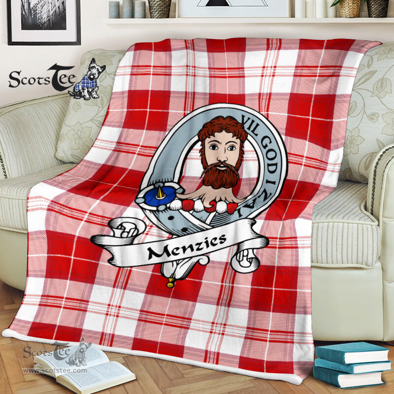 Scotstee Shop - Scotstee Shop Tartan Plaid Fleece Blankets MenZies Clan Badge Tartan Fleece Blanket Scottish