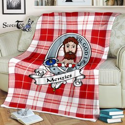 Scotstee Shop - Scotstee Shop Tartan Plaid Fleece Blankets MenZies Clan Badge Tartan Fleece Blanket Scottish