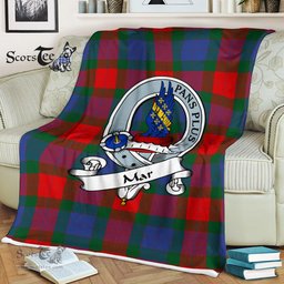 Scotstee Shop - Scotstee Shop Tartan Plaid Fleece Blankets Mar Clan Badge Tartan Fleece Blanket Scottish