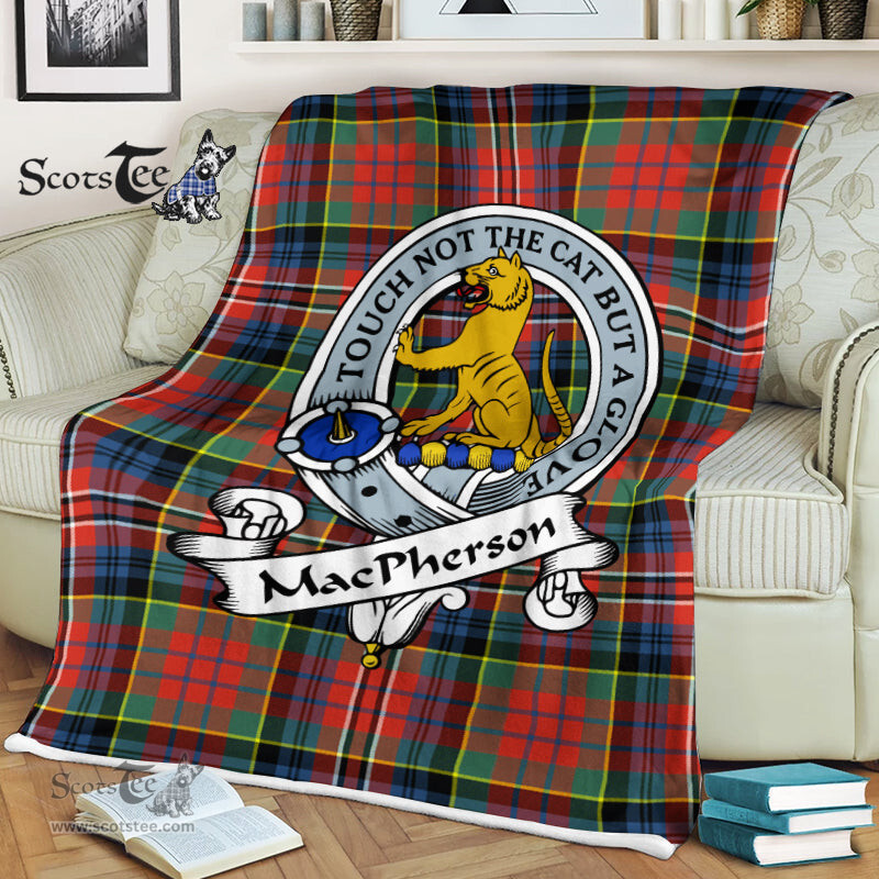 Scotstee Shop - Scotstee Shop Tartan Plaid Blankets MacPherson Ancient Clan Badge Tartan Fleece Blanket Scottish