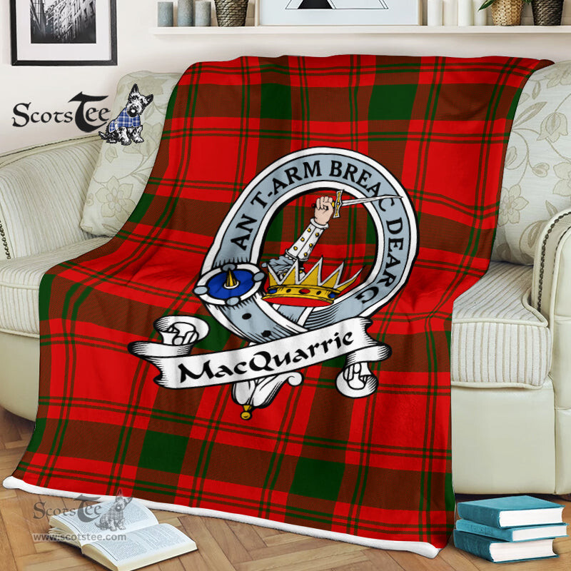 Scotstee Shop - Scotstee Shop Tartan Plaid Fleece Blankets MacQuarrie Clan Badge Tartan Fleece Blanket Scottish