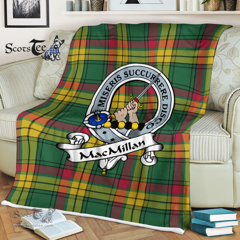 Scotstee Shop - Scotstee Shop Tartan Plaid Fleece Blankets MacMillan Old Weathered Clan Badge Tartan Fleece Blanket Scottish