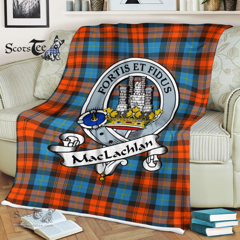 Scotstee Shop - Scotstee Shop Tartan Plaid Fleece Blankets MacLachlan Ancient Clan Badge Tartan Fleece Blanket Scottish