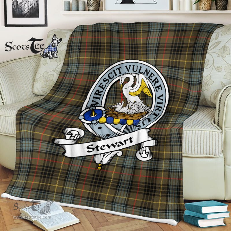 Plaid Blanket Stewart High Stewards Hunting Weathered Clan Badge Tartan Blanket Scottish Plaid Throw Blanket - Scotstee Shop
