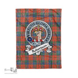 Robertson Tartan Blanket Plaid Blanket Robertson Ancient Clan Badge Tartan Blanket Scottish Plaid Throw Blanket Tartan Plaid Fleece Blanket - Scotstee Shop
