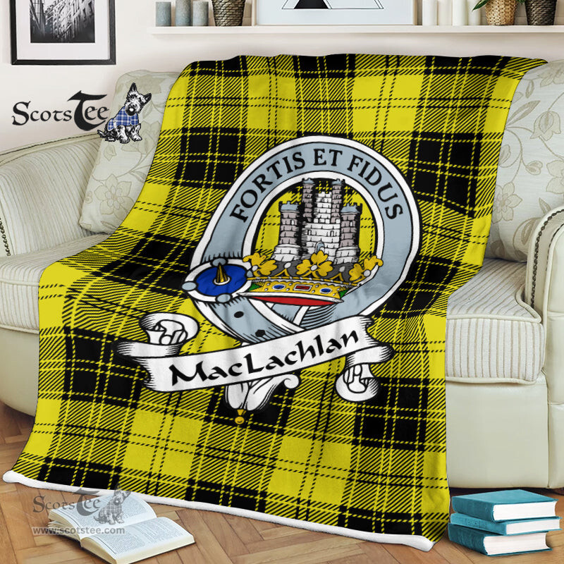 Scotstee Shop - Scotstee Shop Tartan Plaid Fleece Blankets MacLachlan Clan Badge Tartan Fleece Blanket Scottish