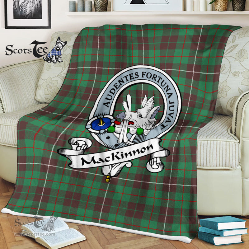 Scotstee Shop - Scotstee Shop Tartan Plaid Fleece Blankets MacKinnon Hunting Ancient Clan Badge Tartan Fleece Blanket Scottish