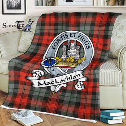 Scotstee Shop - Scotstee Shop Tartan Plaid Fleece Blankets MacLachlan Weathered Clan Badge Tartan Fleece Blanket Scottish